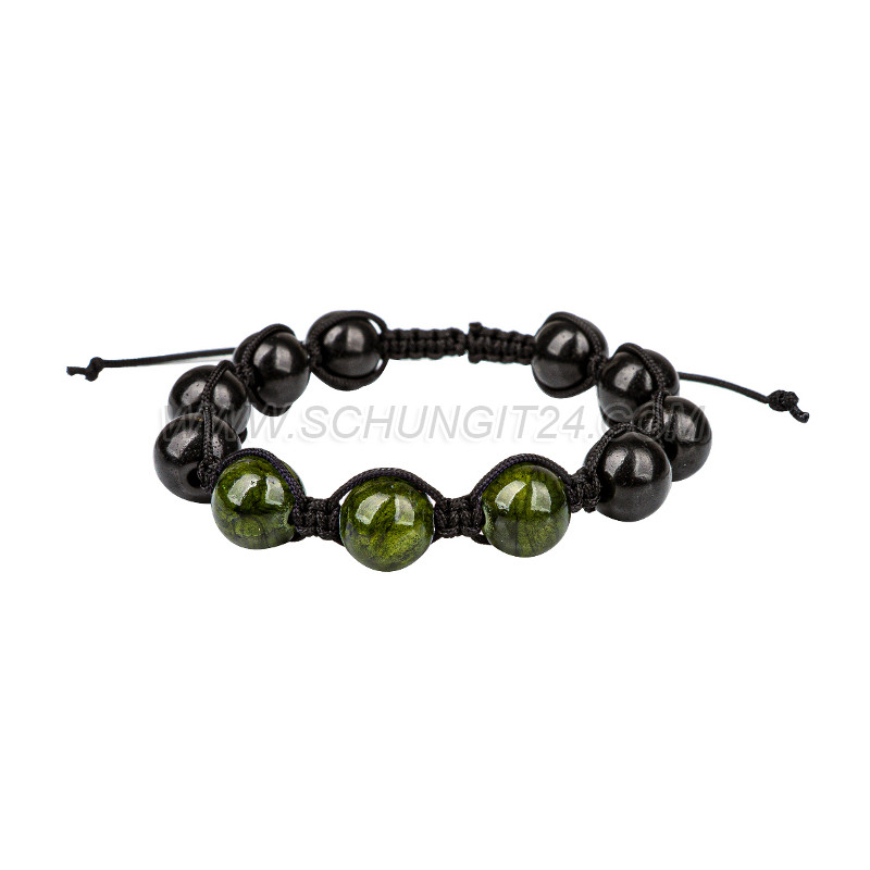 Schungit-Shamballa-Armband „Jade“ 22 cm Lang