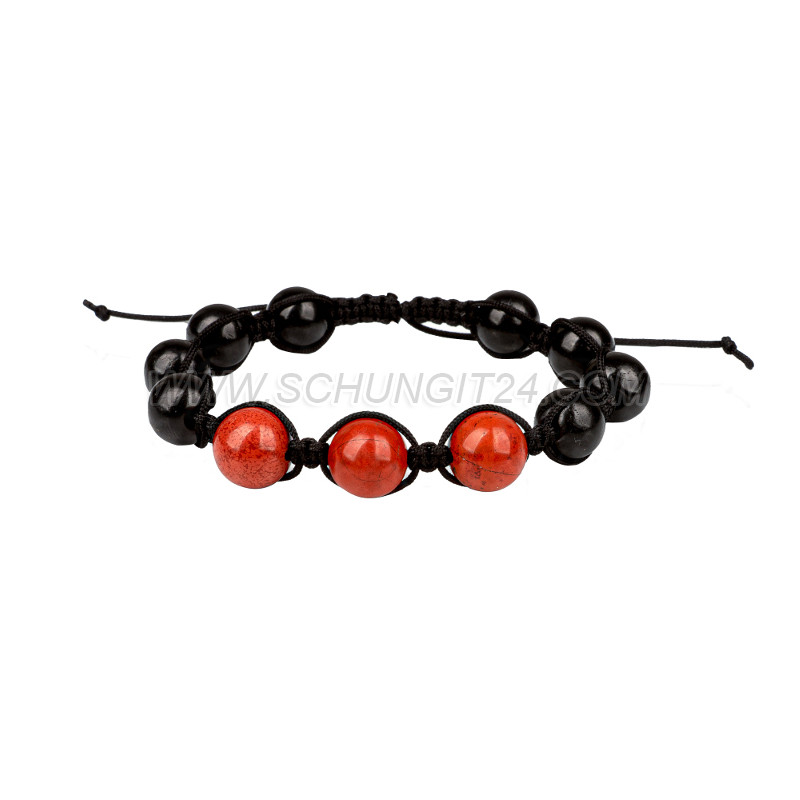 Schungit-Shamballa-Armband „Jaspis“ 22 cm Lang