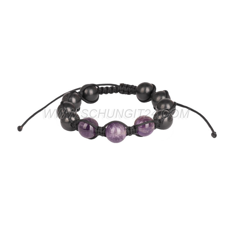 Schungit-Shamballa-Armband „Amethyst“ 19 cm 