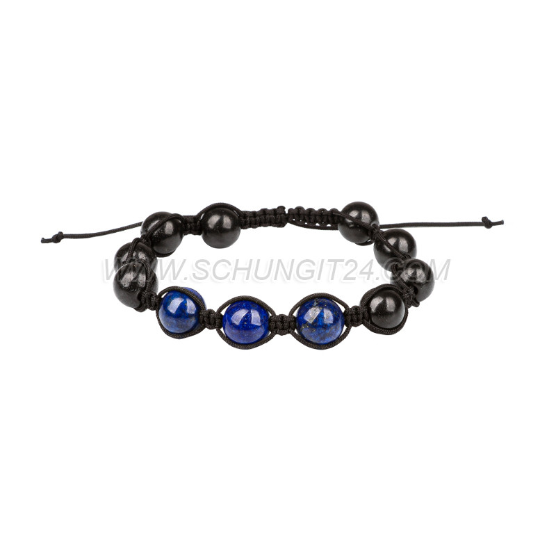 Schungit-Shamballa-Armband „Lapislazuli“ 19 cm Lang