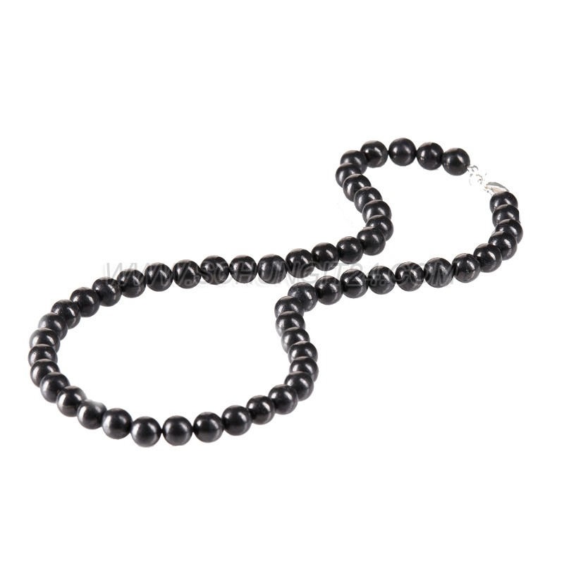 Schungit-Perlenkette 45 cm